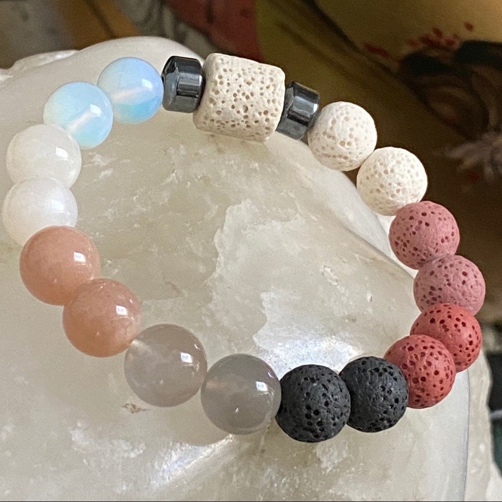 Moonstone and Lava Stone Bracelet